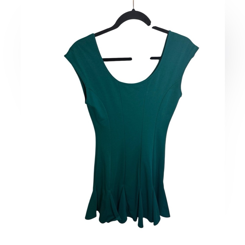 Catherine Malandrino Peacock Green Flounce Dress
